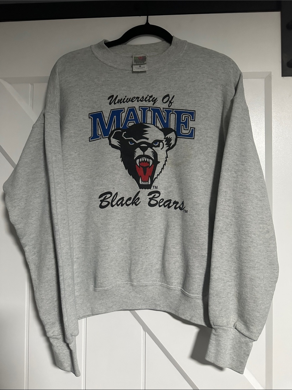 Fruit of the Loom Grey Maine Black Bears Crewneck Sweatshirt